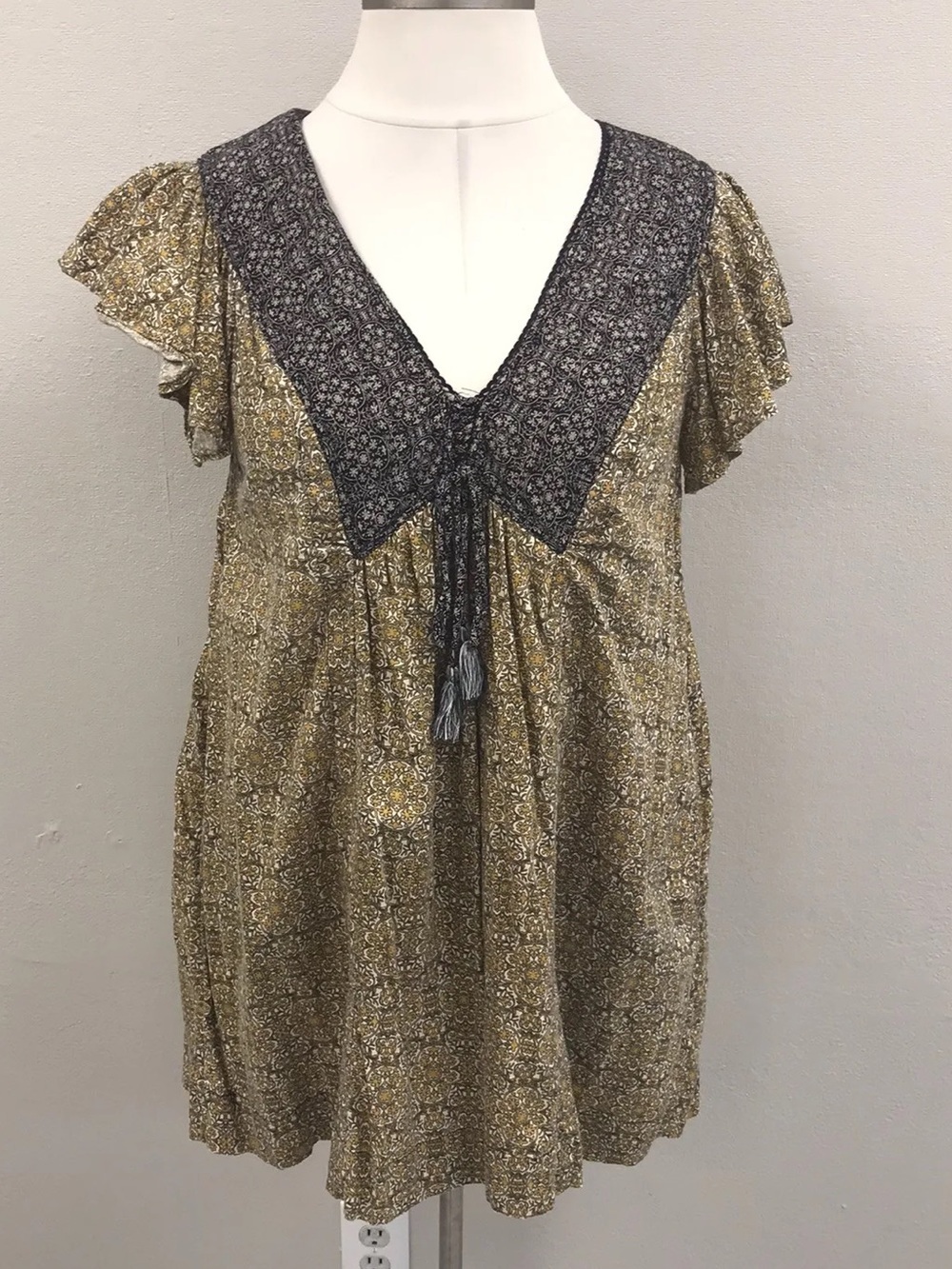 Anthropologie Yellow And Blue Astrid Tunic Dress - Size Large Petite